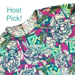 NWOT (HP!) oversized LuLaRoe top - neon w/ flowers